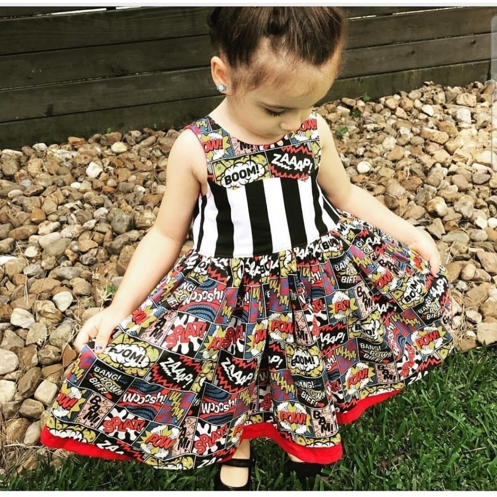 Handmade Jonah and Grace Comic Book Toddler Dress Size 2T